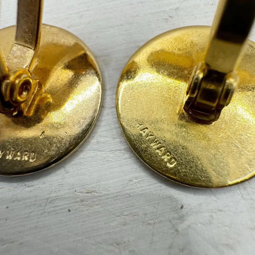 Hayward Vtg MCM Cufflinks Round Gold Tone Starburst Textured Menswear Wedding